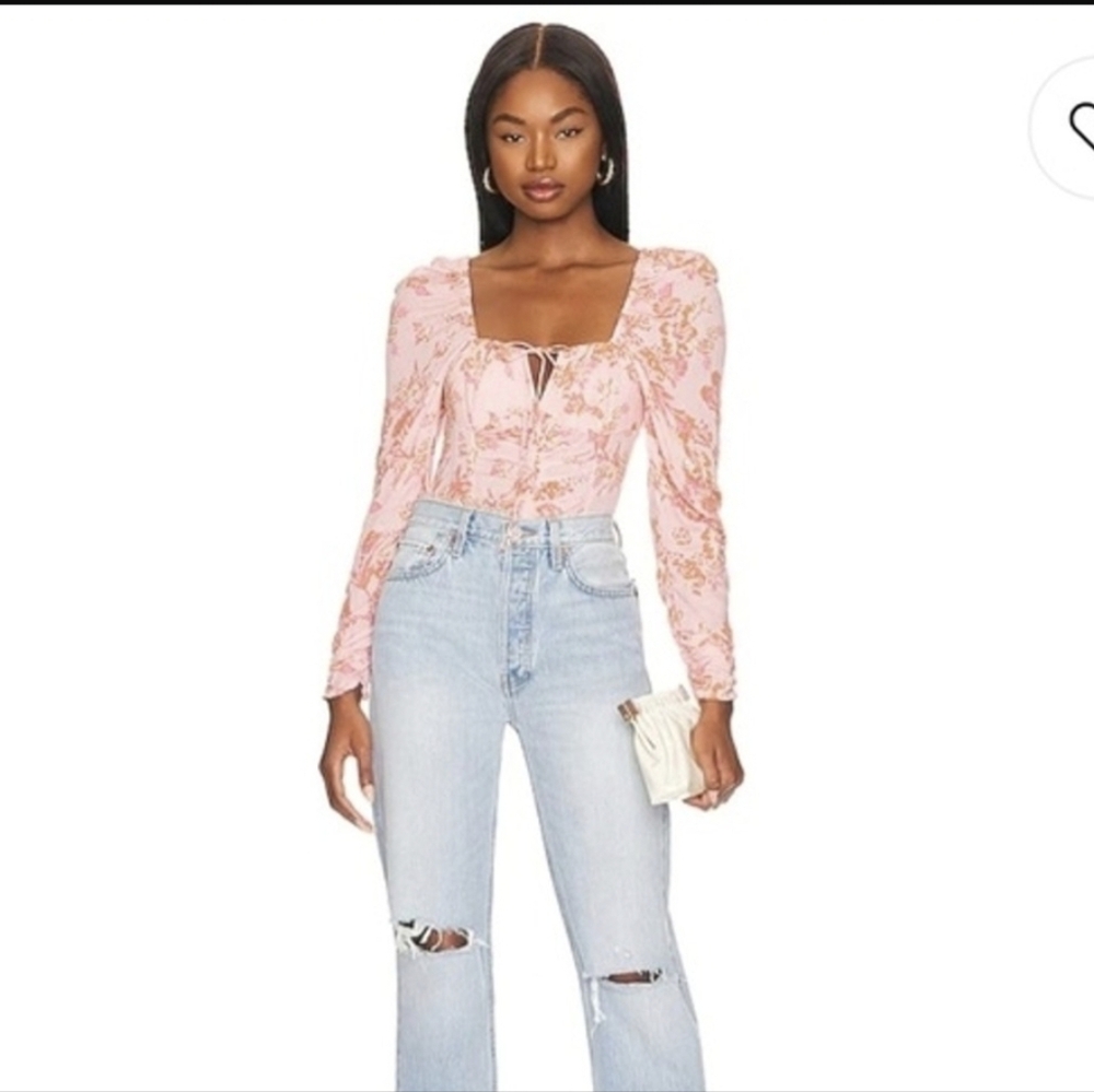 NWT Free People Hillary Floral Pink Combo Women's Top